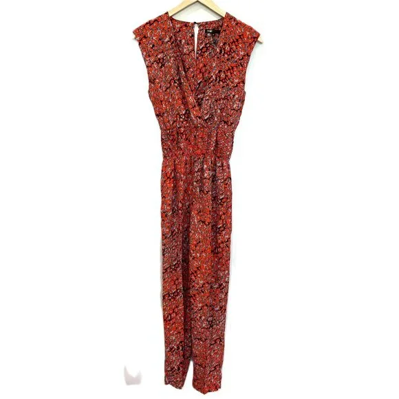 MAJE Pioma Leopard-print Woven Jumpsuit In Imprime Size XS EU 34 Red Gray Grey - Picture 5 of 11